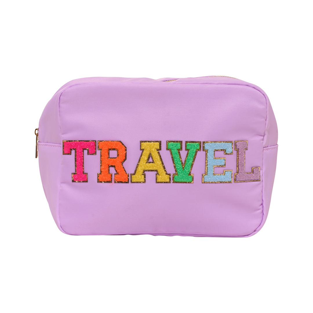Nylon Pouch w/ TRAVEL Chenile Patch - 6 COLORS
