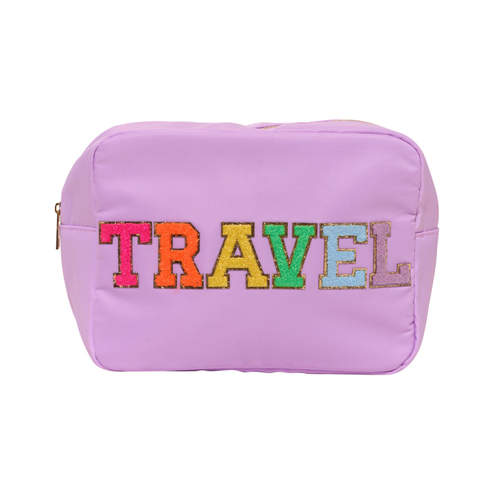 Nylon Pouch w/ TRAVEL Chenile Patch - 6 COLORS