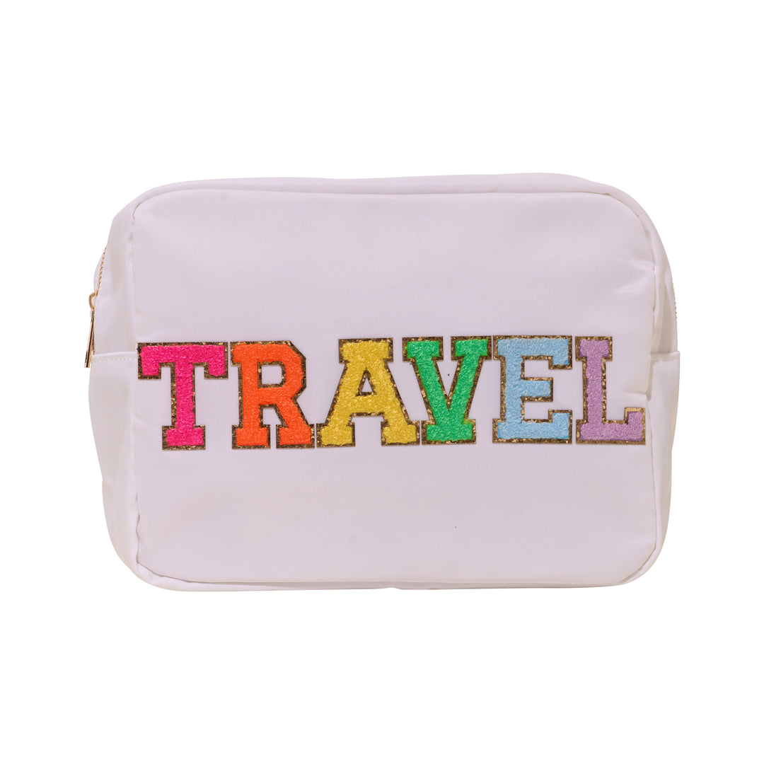 Nylon Pouch w/ TRAVEL Chenile Patch - 6 COLORS