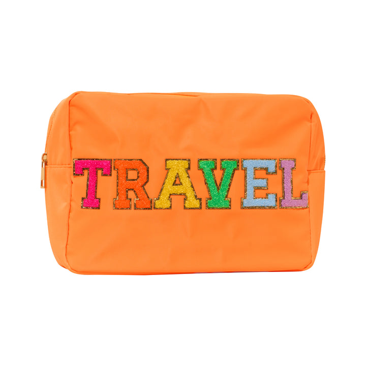 Nylon Pouch w/ TRAVEL Chenile Patch - 6 COLORS
