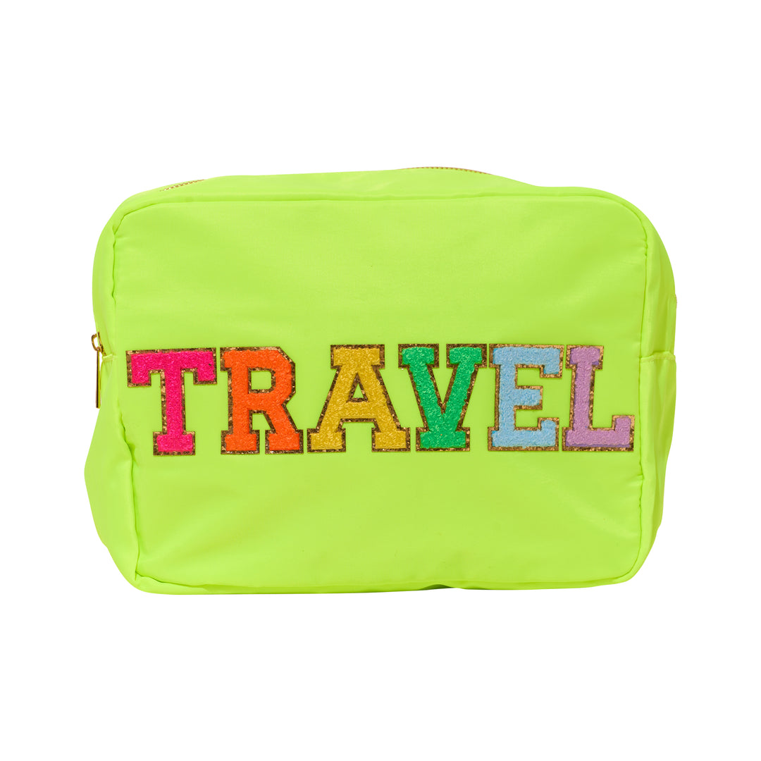Nylon Pouch w/ TRAVEL Chenile Patch - 6 COLORS