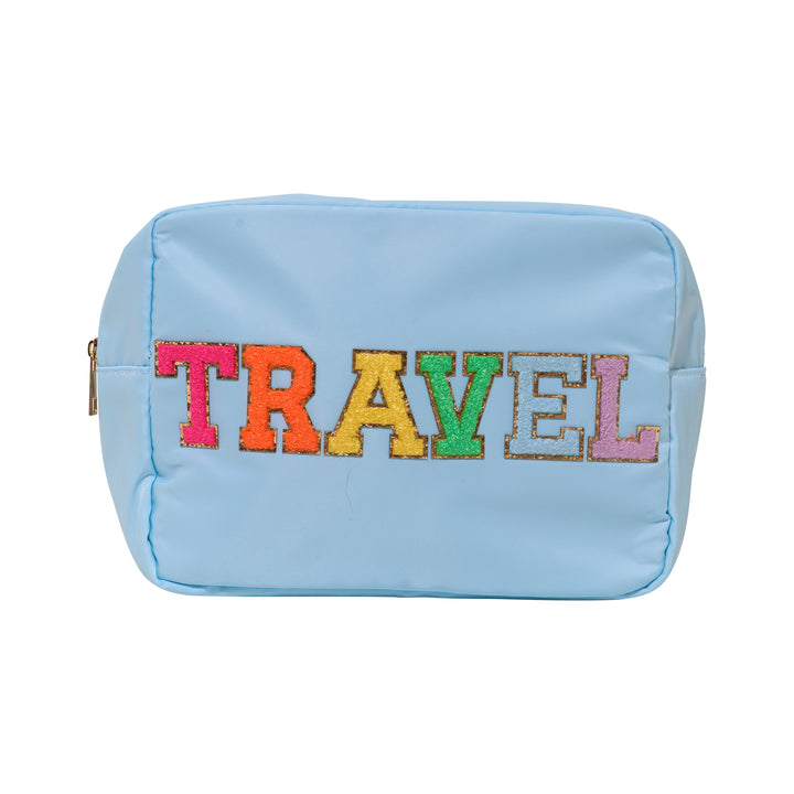 Nylon Pouch w/ TRAVEL Chenile Patch - 6 COLORS