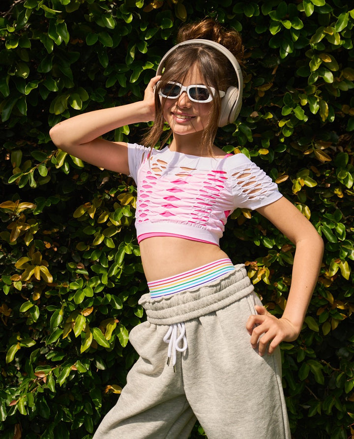 Girl's (10-14) Short Sleeve Malibu Mesh Top