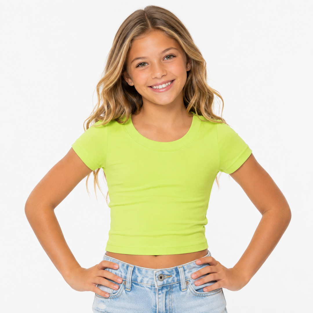 Girl's (8-14) Short Sleeve Basic Seamless Top