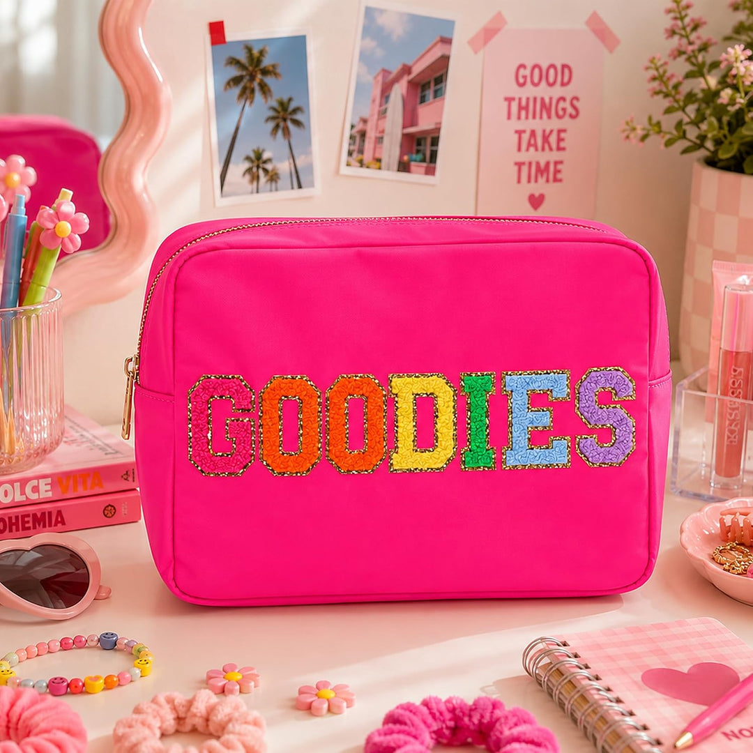Nylon Pouch w/ GOODIES Chenile Patch - 6 COLORS