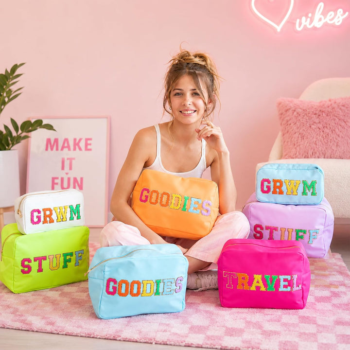 Nylon Pouch w/ GOODIES Chenile Patch - 6 COLORS