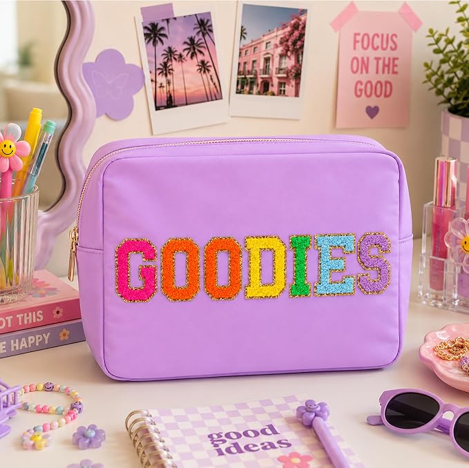 Nylon Pouch w/ GOODIES Chenile Patch - 6 COLORS
