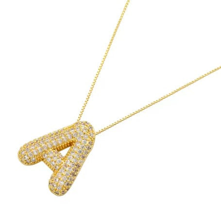 Gold Crystal Initial Necklaces