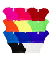 Girl's (8-14) Short Sleeve Cropped Mesh Top