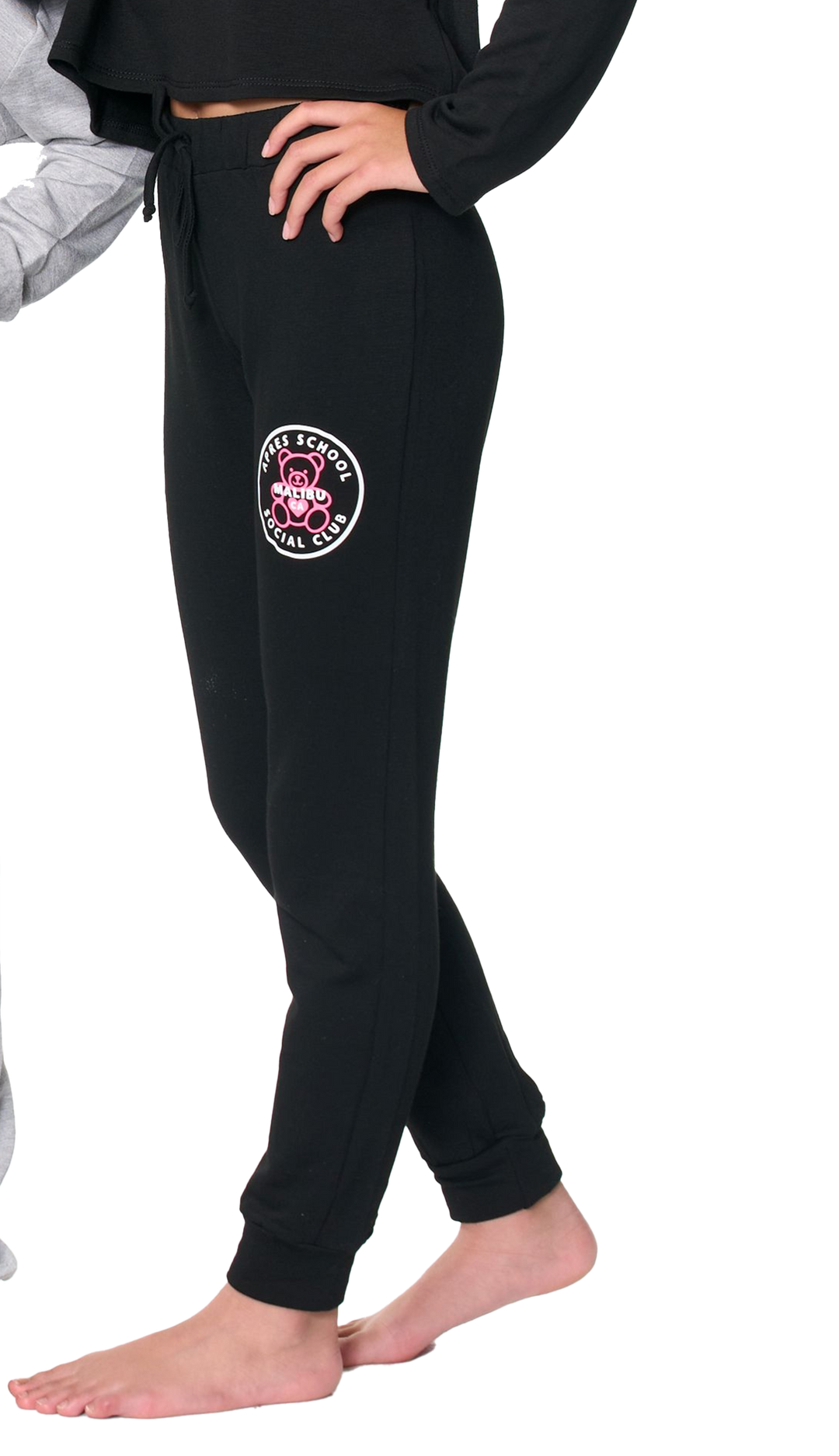 Little Girl's (4-6x) Butter Fleece Sweatpants with our "APRES SCHOOL SOCIAL CLUB with Teddy Bear" Screen