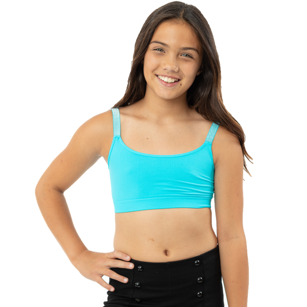 Band Bra Cami with Glitter Elastic Straps for Girls 8-14