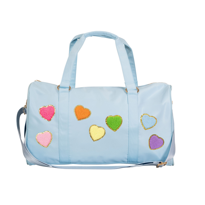Nylon Duffel Bag w/ Assorted Heart Patches