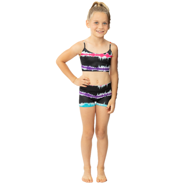 Little Girls (4-6x) Black Stripe Tie Dye Boy Shorts