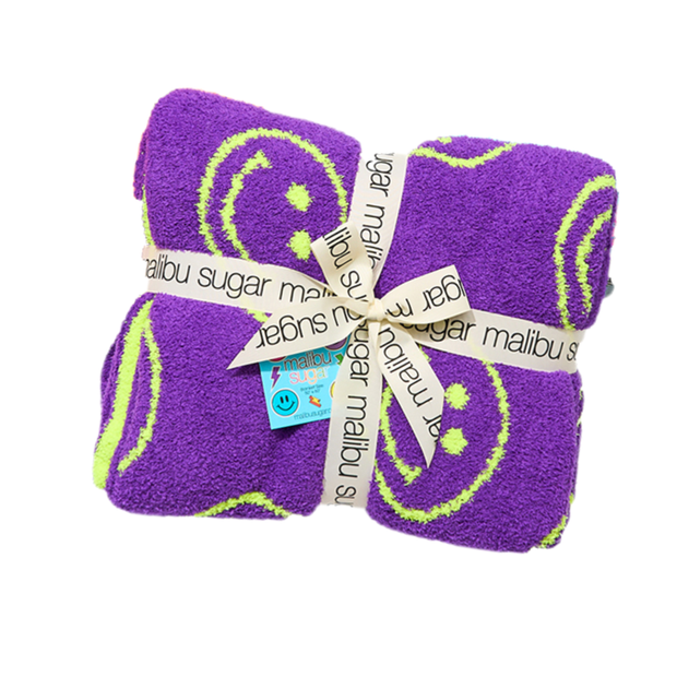 Malibu Sugars' Two Tone Happy Face Reversible Blanket