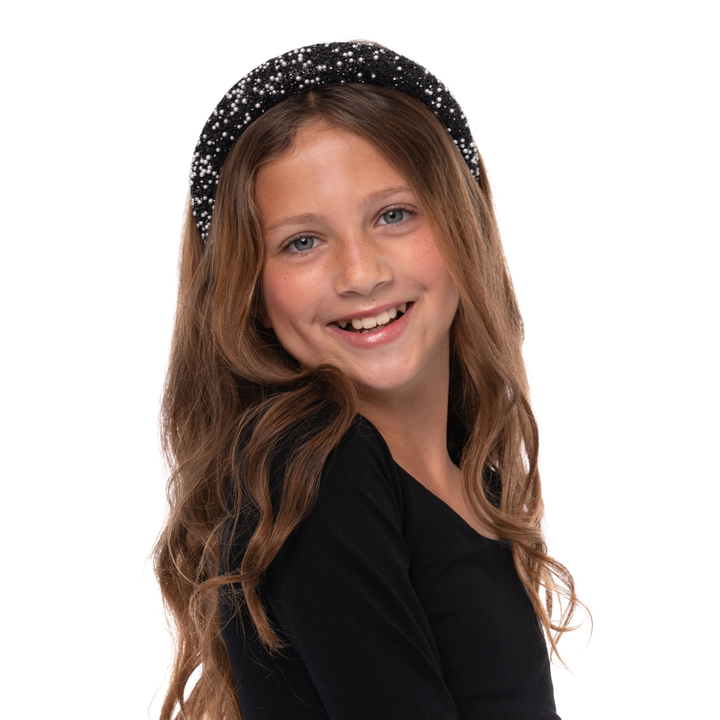 Beaded and Pearl Thick Puff Headband