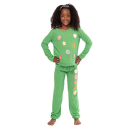 Girl's (8-14) Brushed Hacchi Sweatpants with Assorted Chenille Glitter Patches