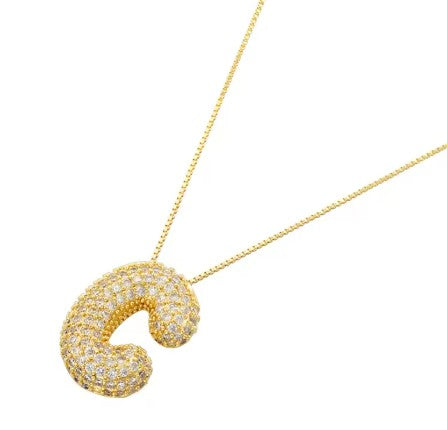 Gold Crystal Initial Necklaces