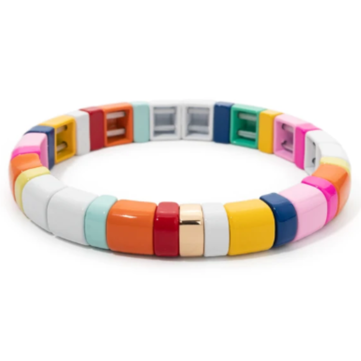 Colorful Half Moon Shaped Tile Collection Bracelets