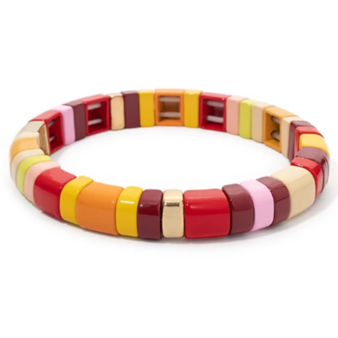 Colorful Half Moon Shaped Tile Collection Bracelets