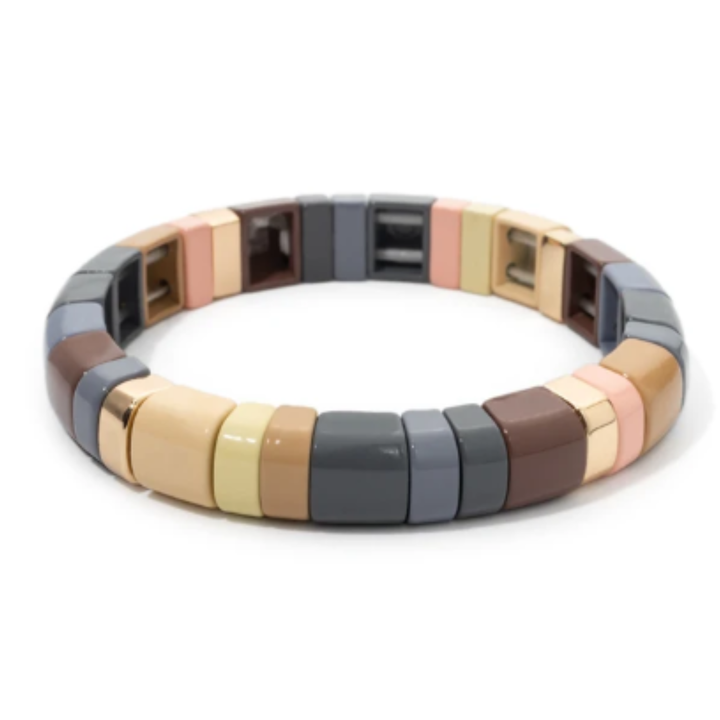 Colorful Half Moon Shaped Tile Collection Bracelets