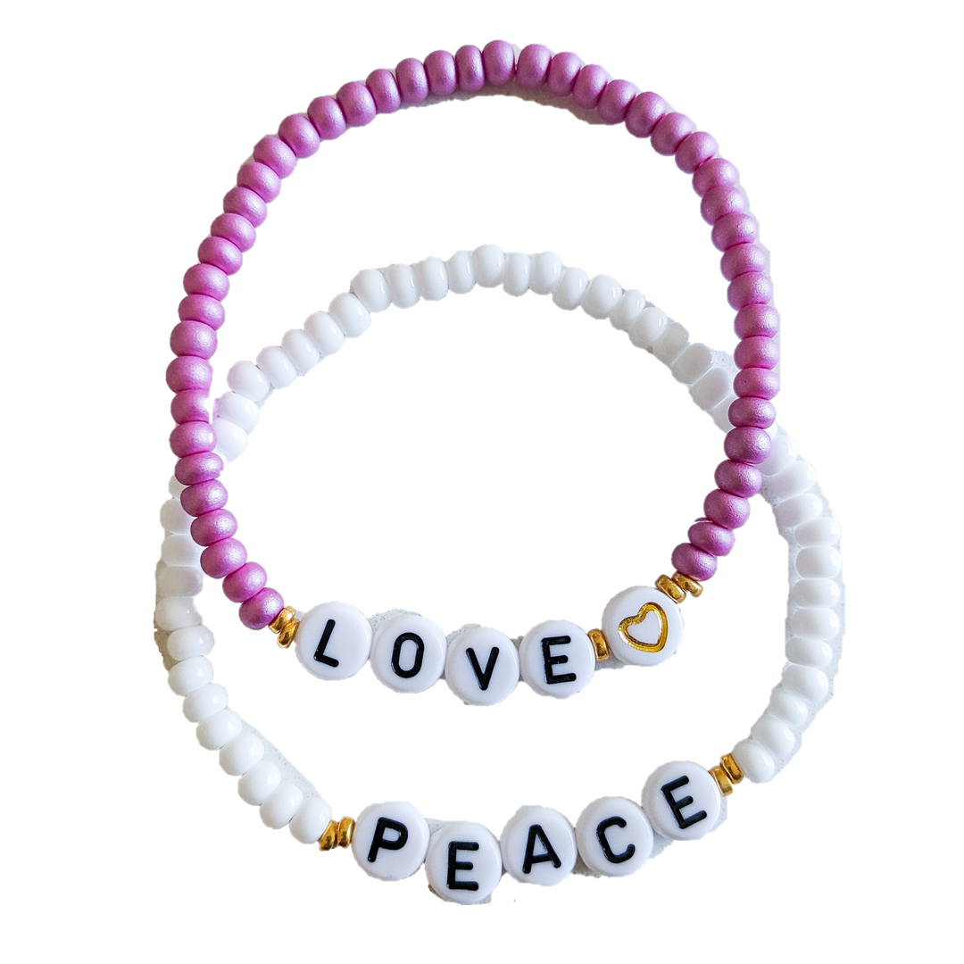 PEACE & LOVE Bracelet Set – Malibu Sugar