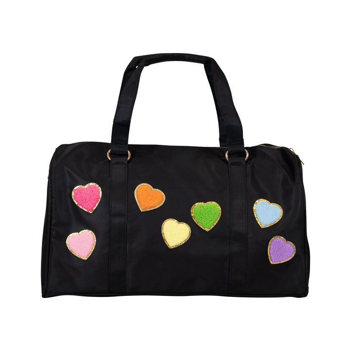 Nylon Duffel Bag w/ Assorted Heart Patches