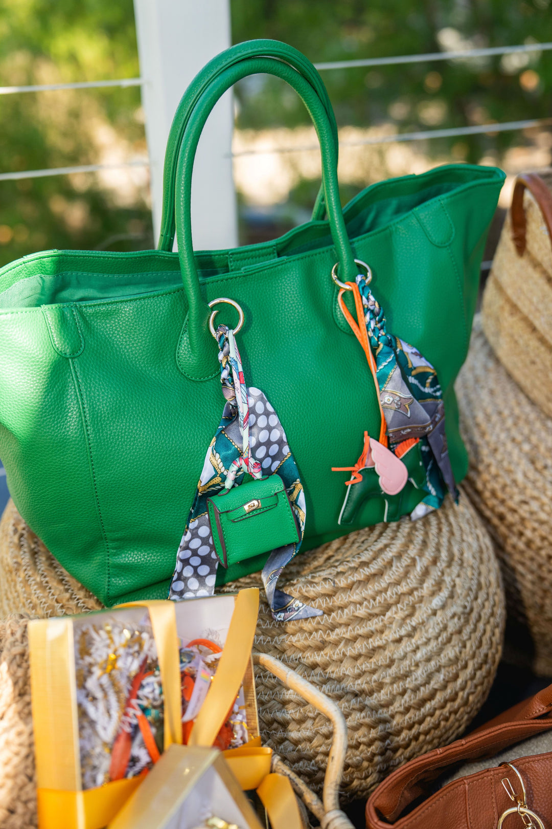 Mini Designer Bag w/ Twilly Scarf Bag Charms