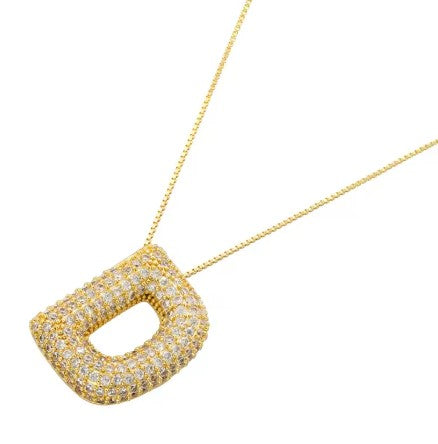 Gold Crystal Initial Necklaces