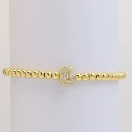 Gold Beaded with Letter Initial Bracelet