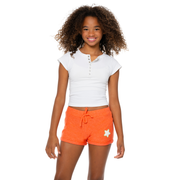 Girl's (8-14) Brushed Hacchi Shorts with Chenille Glitter Patch