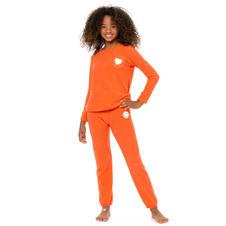 Girl's (8-14) Brushed Hacchi Sweatpants with Chenille Glitter Patch