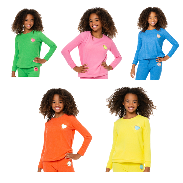 Girl's (8-14) Brushed Hacchi Sweatshirt with Chenille Glitter Patch