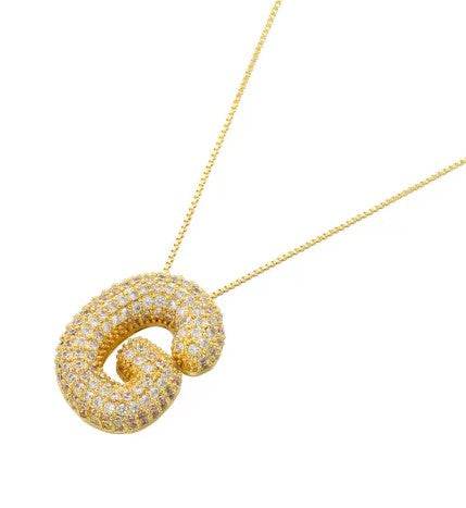Gold Crystal Initial Necklaces
