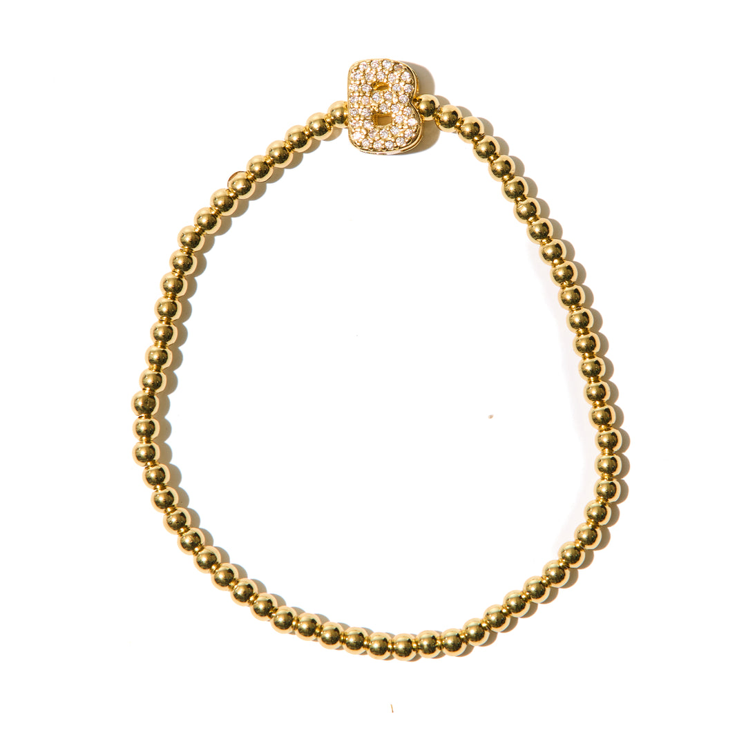 Gold Beaded with Letter Initial Bracelet