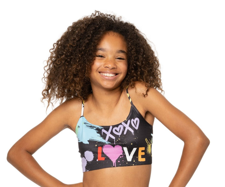 Girl's (8-12) Happy Graffiti printed Bandeau Bra Cami