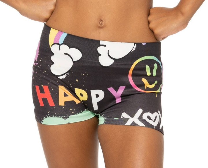 Girl's (7-10) Happy Graffiti printed Boy Shorts