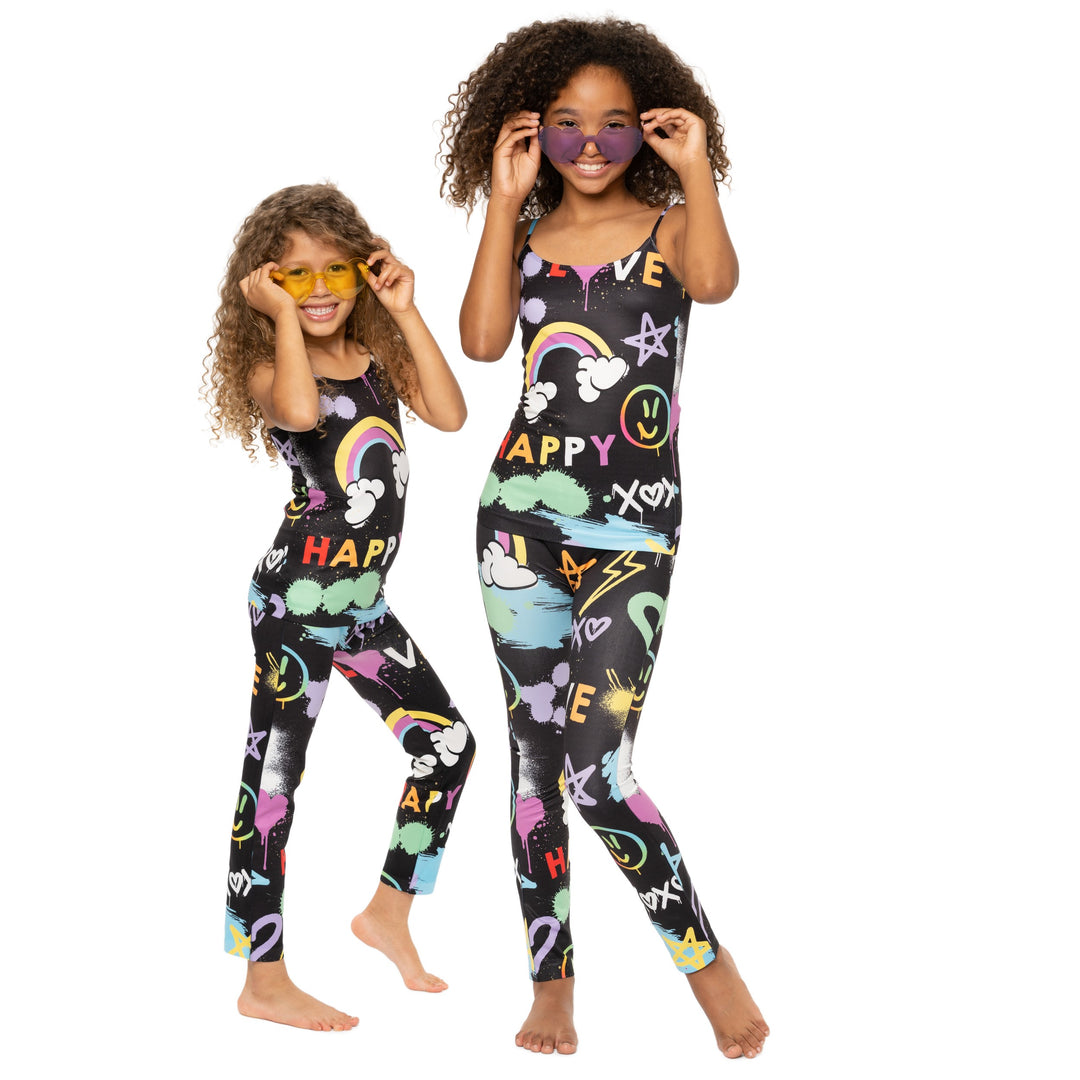 Girl's (7-10) Happy Graffiti printed Leggings