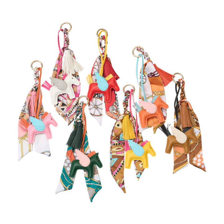 Horse & Tassel Charm w/ Twilly Scarf Bag Charms - 7 colors