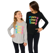 Girl's (8-14) Long Sleeve Tunic Top with Merry Everything Screen