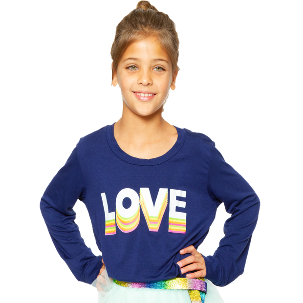 Girl's (8-14) Sweatshirt Tee with "LOVE" screen