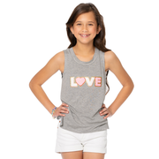 Girls (8-14) Sleeveless Muscle Tee with "LOVE" Glitter Patch