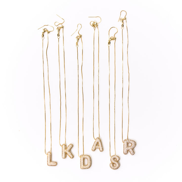 Gold Crystal Initial Necklaces