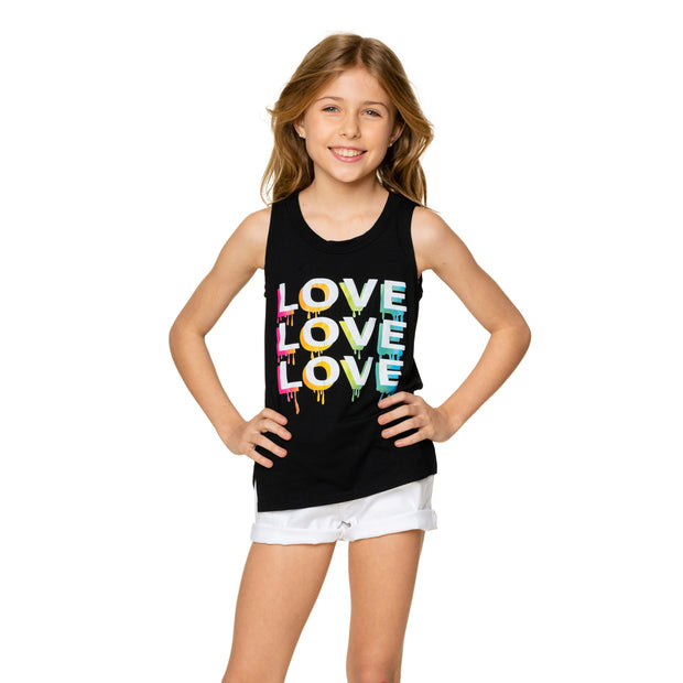 Girls (8-14) Sleeveless T-Shirt with Love Love Love