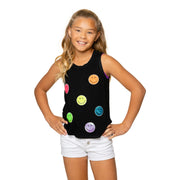 Little Girls (4-6x) Sleeveless Tee with Neon Sequin Happy Face Patches