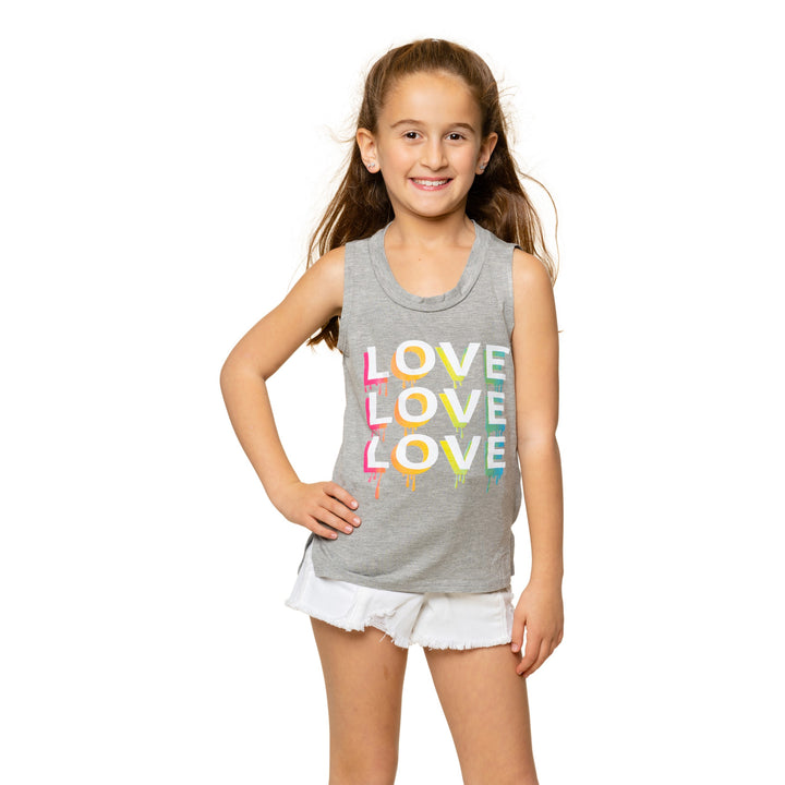Little Girls (4-6x) Sleeveless Tee with "LOVE LOVE LOVE" screen