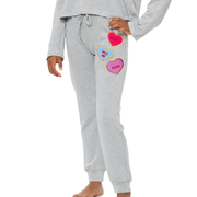 Little Girl's (4-6x) Butter Fleece Sweatpants with Heart Conversation Patches