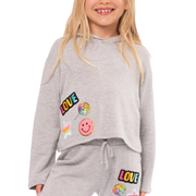 Girl's (8-14) Butter Fleece Hooded Sweatshirt with a Variety of Cute Patches