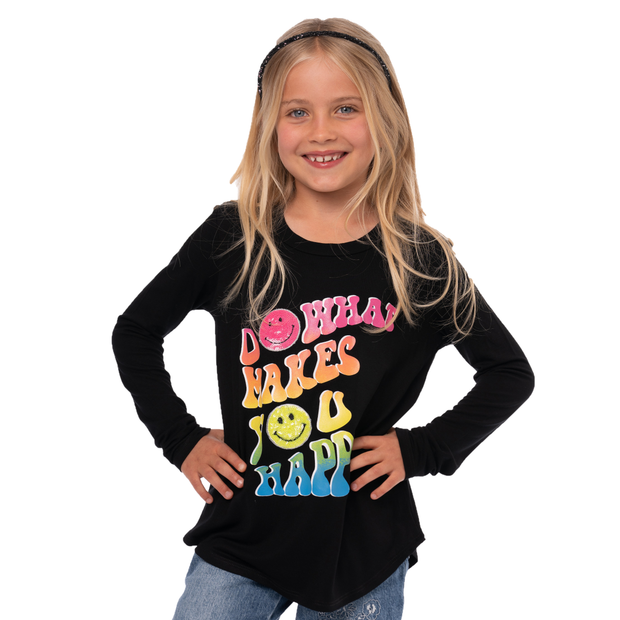 Little Girl's (4-6x) Long Sleeve Tunic with "Do What Makes You Happy" screen