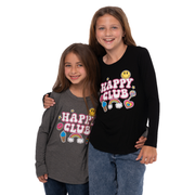 Little Girl's (4-6x) Long Sleeve Tunic with "HAPPY CLUB" screen