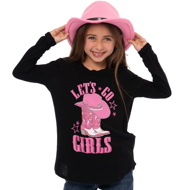 Little Girl's (4-6x) Long Sleeve Tunic with "Let's Go Girls" Little Cowboy Boot screen